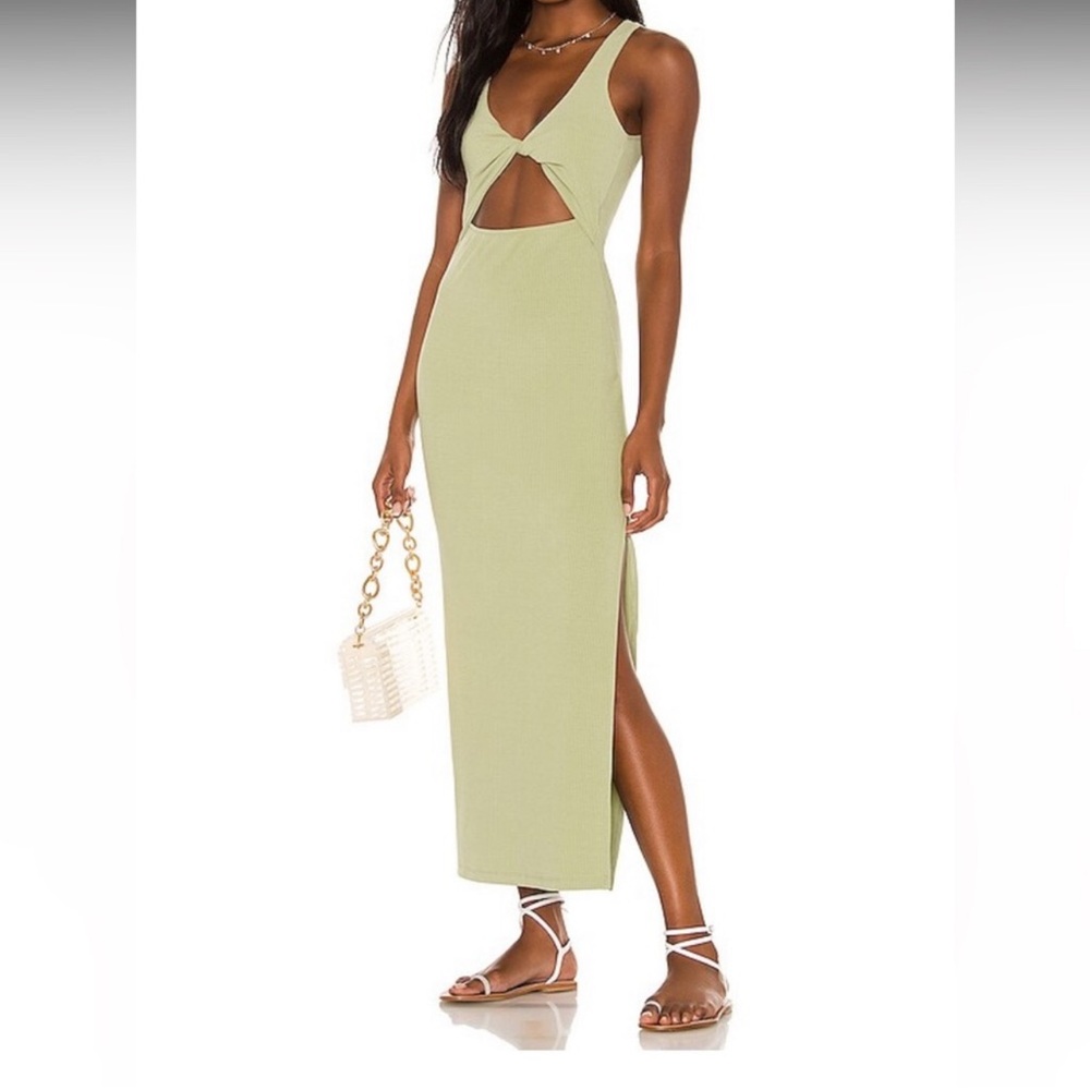 Olive Green MIDI Cut Out Dress
